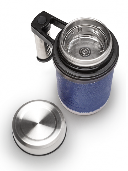 Термос-кружка Арктика с ручкой, в коже Термос-кружка Арктика с ручкой, в коже